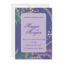 Inbjudan till elegant Lila Feather Wedding