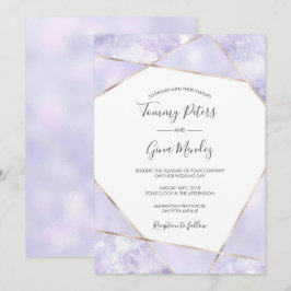 Inbjudan till elegant Lila & Guld Geometic Wedding