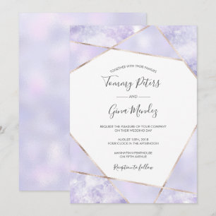 Inbjudan till elegant Lila & Guld Geometic Wedding