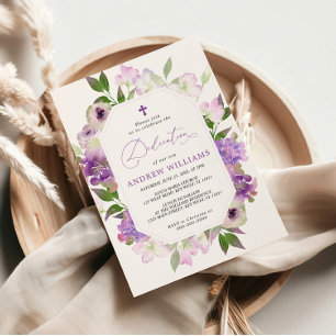Inbjudan till elegant Lilac Lila blommor dedikatio