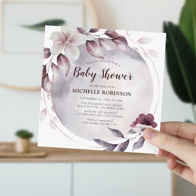Inbjudan till elegant Lilac Theter Baby Shower (Skapare uppladdad)