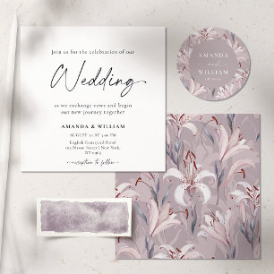 Inbjudan till elegant Lily Wedding - Blommigt utan
