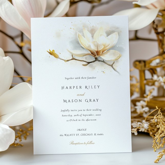 Inbjudan till elegant Magnolia-bröllop (Skapare uppladdad)