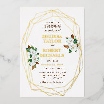 Inbjudan till elegant Magnolia Foil Wedding