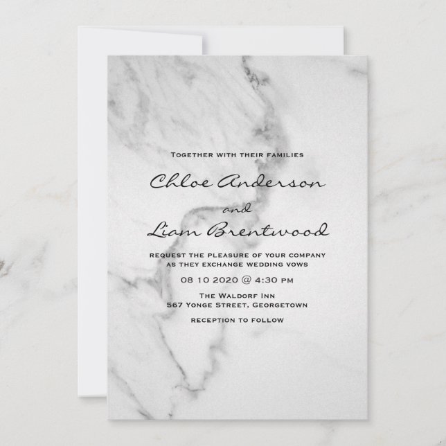 Inbjudan till elegant Marble Wedding (Framsida)