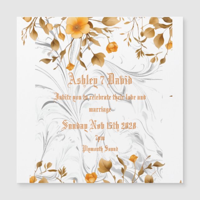 Inbjudan till elegant Marble Wedding Magnetisk Inbjudningskort (Framsida)