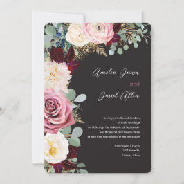 Inbjudan till elegant Mauve & Moody Black Wedding