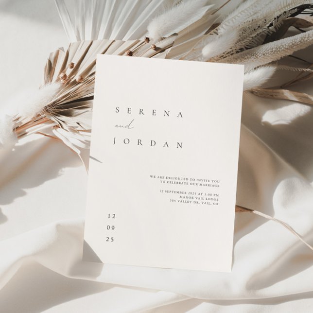 Inbjudan till elegant minimalistisk ivoriasbröllop (Skapare uppladdad)