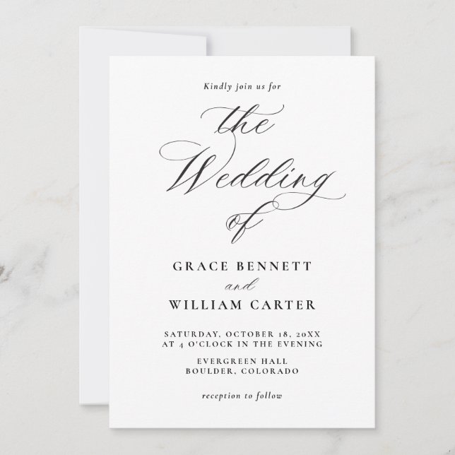 Inbjudan till elegant Modern Calligraphy Wedding (Framsida)