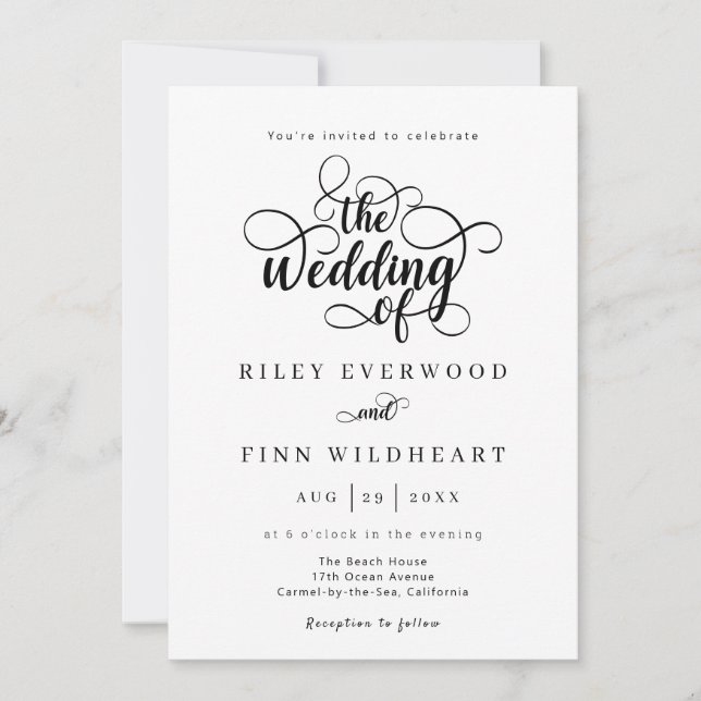 Inbjudan till elegant Modern Calligraphy Wedding (Framsida)