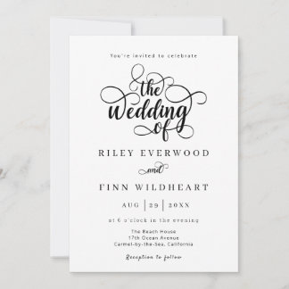 Inbjudan till elegant Modern Calligraphy Wedding