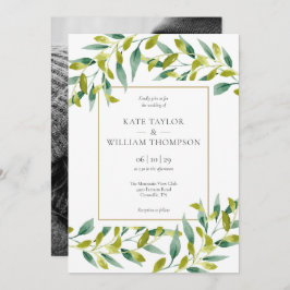 Inbjudan till elegant Modern Greenery Photo Weddin