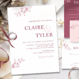 Inbjudan till elegant Modern Minimal Pinks Wedding