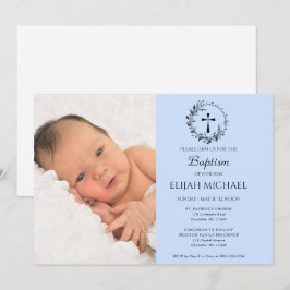 Inbjudan till elegant Modern White Photo Baptism