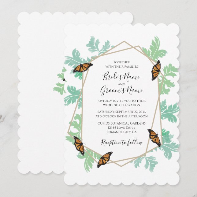 Inbjudan till elegant Monarch Butterfly Wedding (Fram/baksida)