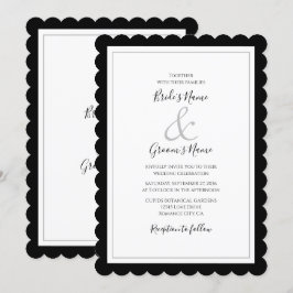 Inbjudan till elegant Monogram Black & White Weddi