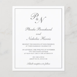 Inbjudan till elegant Monogram Grått Budget Weddin