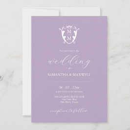 Inbjudan till elegant Monogram Lilac Wedding