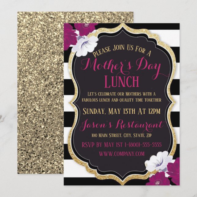 Inbjudan till Elegant-Mor-dagsljus med flata kort (Fram/baksida)