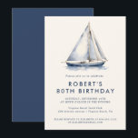 Inbjudan till elegant Nautical Sailboat Vuxen Part<br><div class="desc">Elegant Nautical Sailboat-Vuxen Party Invation Template in Classic Navy Blue.</div>
