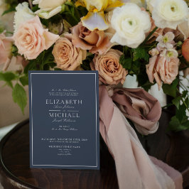 Inbjudan till elegant Navy Blue Classic Script Brö