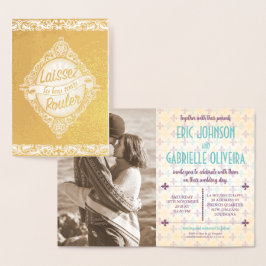 Inbjudan till elegant New Orleans Wedding Folierat Kort