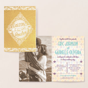 Inbjudan till elegant New Orleans Wedding Folierat Kort
