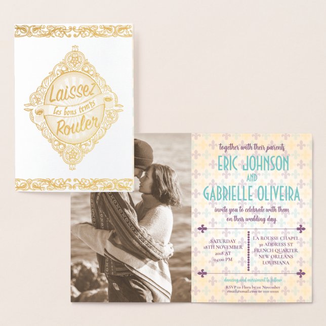 Inbjudan till elegant New Orleans Wedding Folierat Kort (Display)