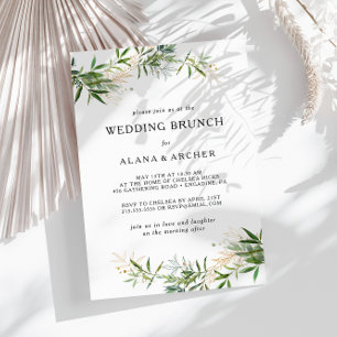 Inbjudan till elegant Olive Greenery Bröllop Brunc