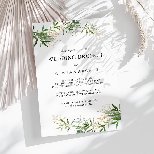 Inbjudan till elegant Olive Greenery Bröllop Brunc (Skapare uppladdad)