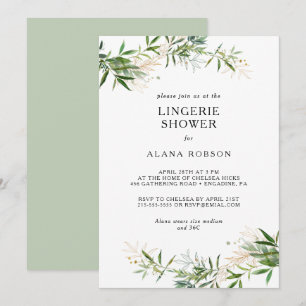 Inbjudan till elegant Olive Greenery Lingerie Show