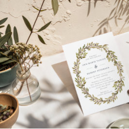 Inbjudan till elegant Olive Gren Wandebröllop