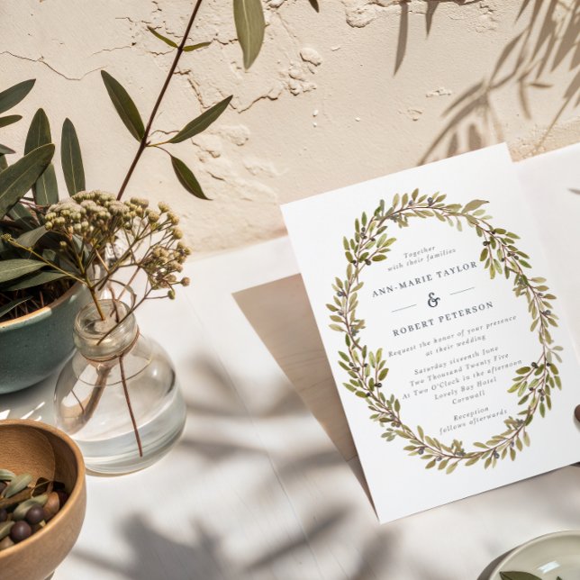 Inbjudan till elegant Olive Gren Wandebröllop (Skapare uppladdad)