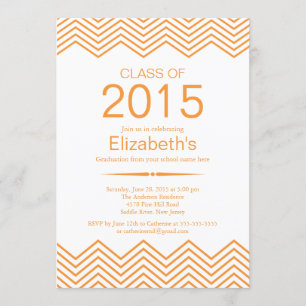 Inbjudan till Elegant Orange Chevron-Studentfest