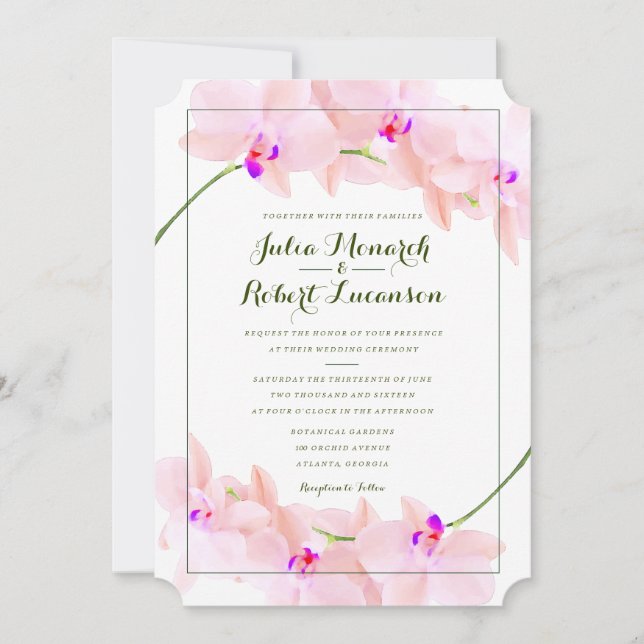 Inbjudan till elegant Orchid Wedding (Framsida)