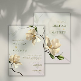 Inbjudan till elegant Oriental White Magnolia Wedd