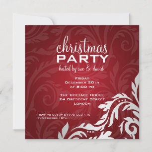Inbjudan till Elegant-partiet: Swirly Flourish Red