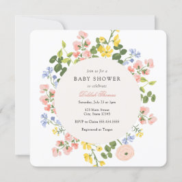 Inbjudan till elegant Pastel Blommigt Baby Shower