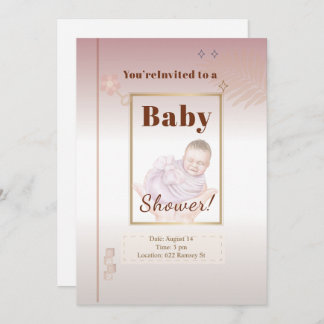 Inbjudan till elegant Pastel Rosa & Guld Baby Show