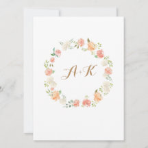 Inbjudan till elegant Peach-blommans vattenfärgsbl