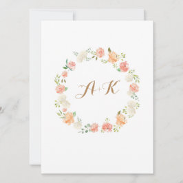 Inbjudan till elegant Peach-blommans vattenfärgsbl