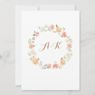Inbjudan till elegant Peach-blommans vattenfärgsbl