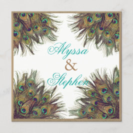 Inbjudan till elegant Peacock Feather Wedding 2