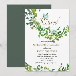 Inbjudan till elegant PENSION Botanical Grey