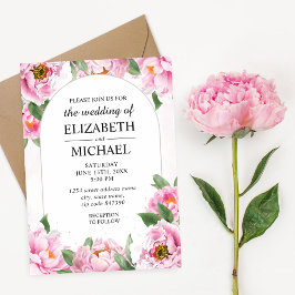 Inbjudan till elegant Peony Minimalist Chic bröllo