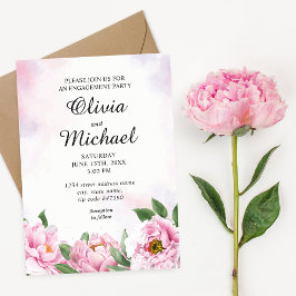 Inbjudan till elegant Peony Minimalist Förlovning