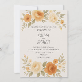 Inbjudan till elegant Peony & Ro Watercolor Weddin