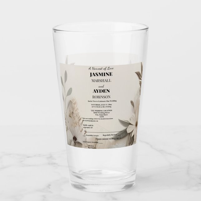 Inbjudan till elegant Personligt bröllp Glaskopp (Framsida)