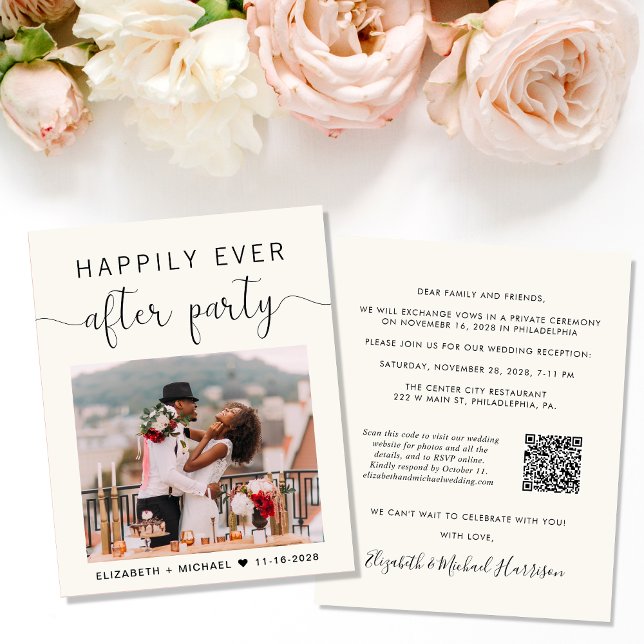 Inbjudan till elegant Photo QR Code Wedding Recept (Skapare uppladdad)