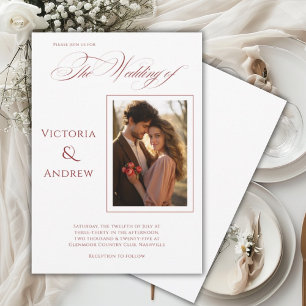 Inbjudan till elegant Photo Red Modern Wedding